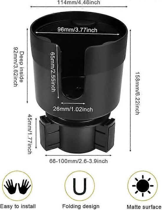 Adjustable Universal Car Cup Holder - Can Holder for Bottle/Drink, Truck Compatible Black