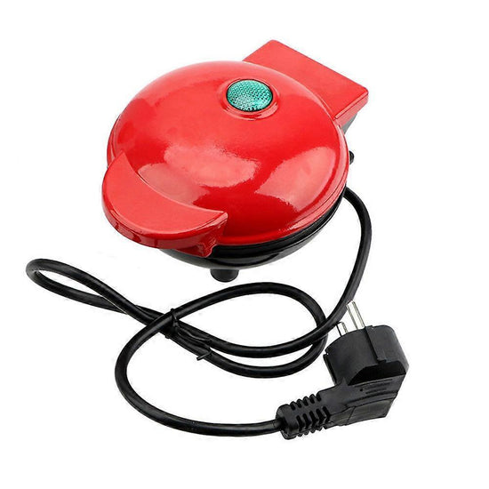 Mini Waffle Maker - Nonstick Round Red Waffle Machine for Parties, Babies & Holiday Treats