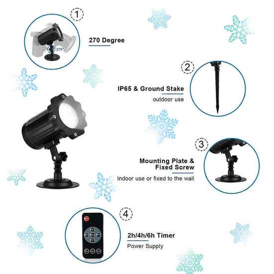 LED Snowflake Projector - Christmas Light Projector for Outdoor and Indoor Use