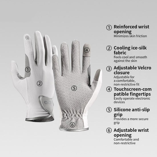 Equestrian Riding Gloves, Full-Palm Silicone Anti-Slip & Durable Touchscreen Model, Ice-Silk Cooling, Breathable, and UV-Protective, Suitable for Outdoor Sports, Driving, and Training—Black-XL