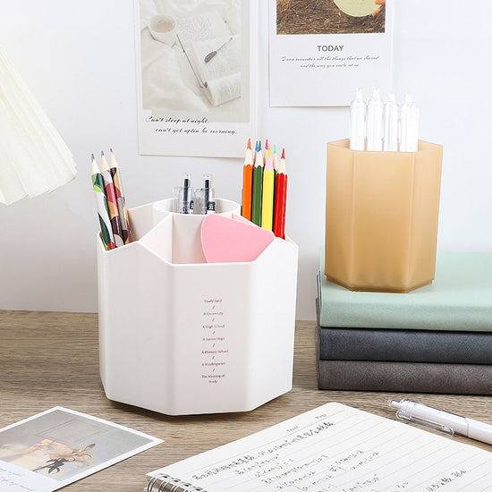 1pc 360 Rotating Plastic Desk Pen Organizer , Dual-Purpose Art Supply Pencil Cup for Office, School, Home