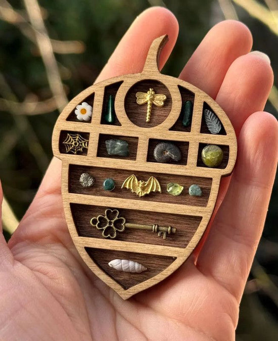 Wooden display stand for mini curiosities,Nut