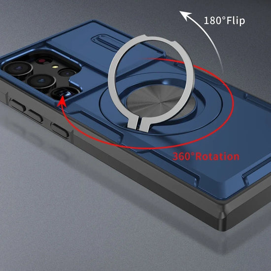 2-in-1 Magnetic Sliding Lens Case, Blue for Samsung S23Ultra