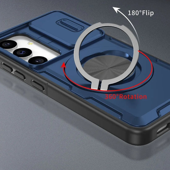 2-in-1 Magnetic Sliding Lens Case, Blue for Samsung S25