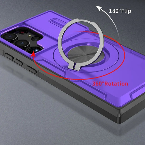 2-in-1 Magnetic Sliding Lens Case, Purple for Samsung S23Ultra