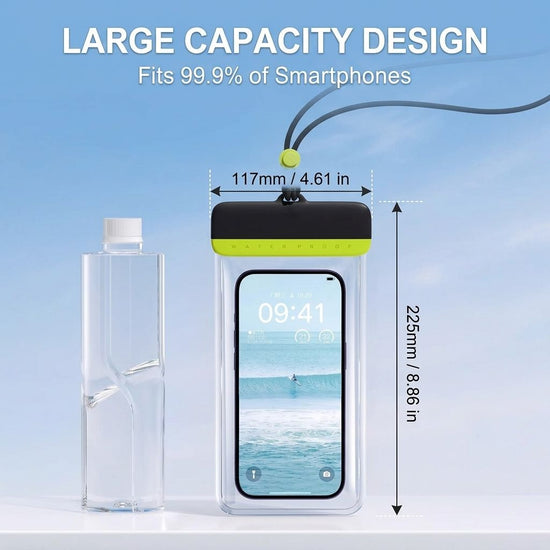 Waterproof Phone Pouch with Adjustable Lanyard, Touch-Sensitive Transparent Dry Bag for Swimming, Diving, Surfing, Hot Springs and Water Park Activities, Fits Most Smartphones (White)