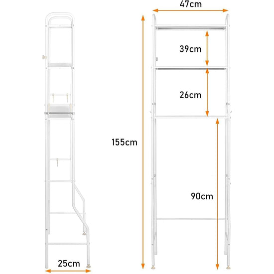 CARLA HOME 3-Tier Over The Toilet Storage Rack with Hooks & Paper Holder for Bathroom & Laundry Room