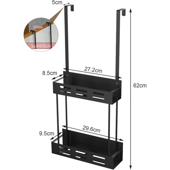 CARLA HOME Over the Door 2-tier Shower Caddy Organizer Shelf with Hooks for Bathroom