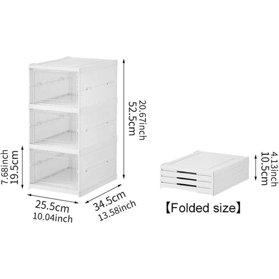 CARLA HOME 3-Tier Stackable Shoe Storage Box Organizer with Clear Door for Closet, Entryway or Cabinet