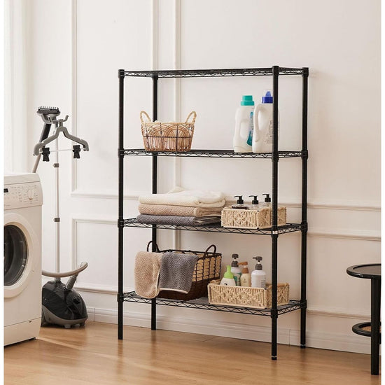 CARLA HOME 4-Tier Adjustable Metal Storage Shelves Wire Rack Organizer for Kitchen, Pantry, Bathroom or Laundry Room (60cm W x 40cm D x 126cm H)
