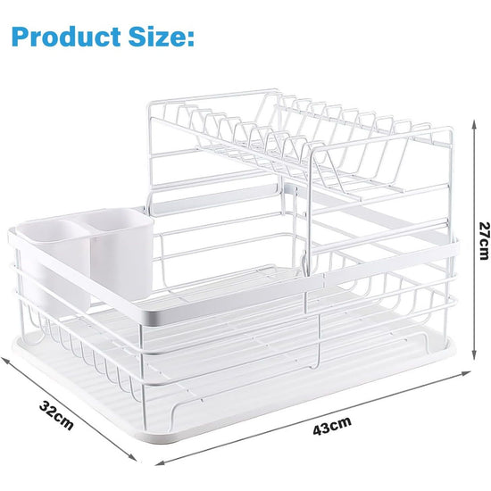 CARLA HOME 2-Tier Dish Drying Rack for Kitchen Counter with Removable Drip Tray, Utensil Holder and Cutlery Organizer