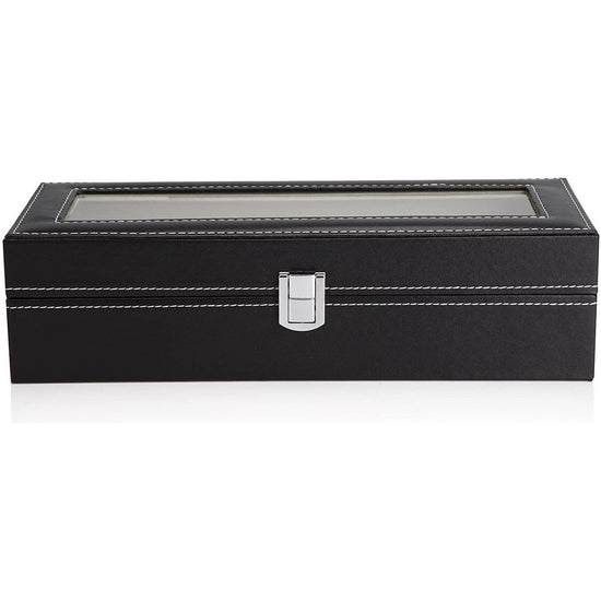 Black PU Leather Watch Organizer Display Storage Box Cases for Men & Women (6 slots)
