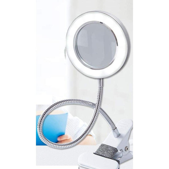 Lighting LED 8X Magnifying Lamp with Metal Clamp 360° Flexible Gooseneck and USB Plug Design for Tattoo, Manicure and Reading