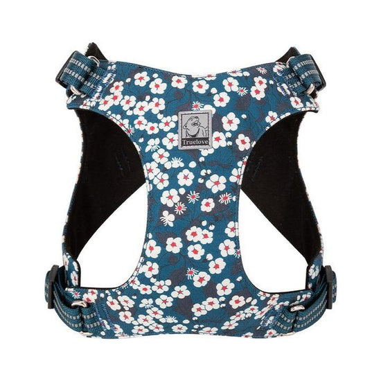 Floral Doggy Harness Saxony Blue XS