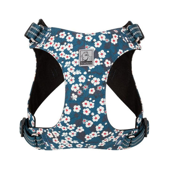 Floral Doggy Harness Saxony Blue S