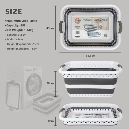 45L Space-Saving Laundry Basket – Collapsible Hamper for Dorms, RVs, Homes & Garages