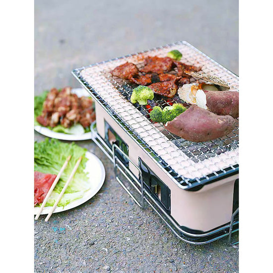 Portable Hibachi Tabletop Grill Dual Charcoal BBQ Chambers