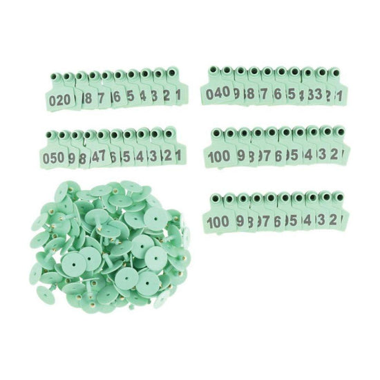 1-100 Cattle Number Ear Tag 6x7cm Set - Medium Green Sheep Livestock Label