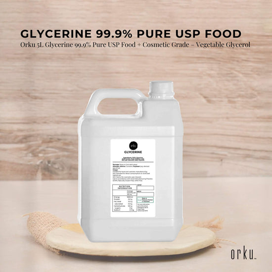 Orku 5L Glycerine 99.9% Pure USP Food + Cosmetic Grade – Vegetable Glycerol