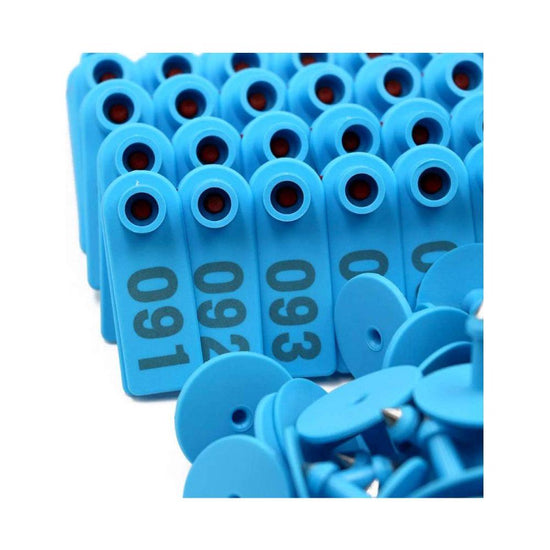1-100 Cattle Number Ear Tags Set 5x2cm - Blue Small Cow Sheep Pig Livestock Label