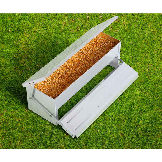 11L Automatic Chook Chicken Feeder Poultry Auto Treadle Aluminium Metal Feeders