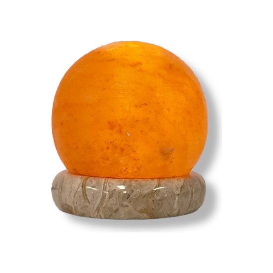 USB Himalayan Salt Lamp - Ball Sphere Carved Shape Pink Crystal Rock LED Light