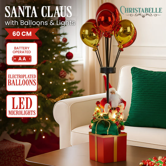 Christabelle 60cm LED Christmas Santa Claus with Balloons & Lights Ornament Decoration