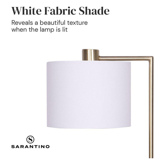 Sarantino Metal Task Lamp with USB Charging Port Antique Brass Finish