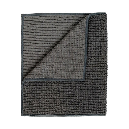 Microfiber Shower & Bathroom Bath Mat Non Slip Soft Pile Design (Dark Grey)