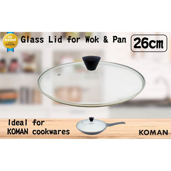 KOMAN Stainless Steel Glass Lid with Bakelite Handle - 26cm