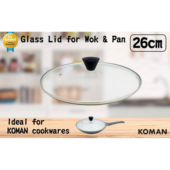 KOMAN Stainless Steel Glass Lid with Bakelite Handle - 28cm