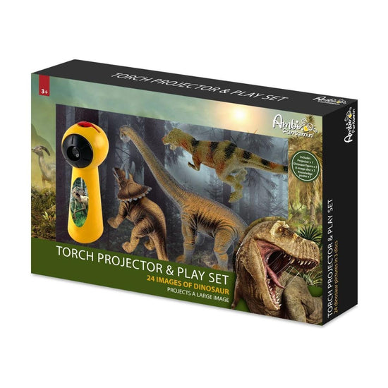 Dinosaur Projector and 3 Toy Figures Play Set - Kids STEM Learning Set