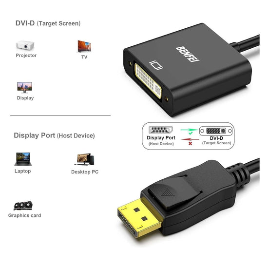 BENFEI DisplayPort to DVI DVI-D Single Link Adapter