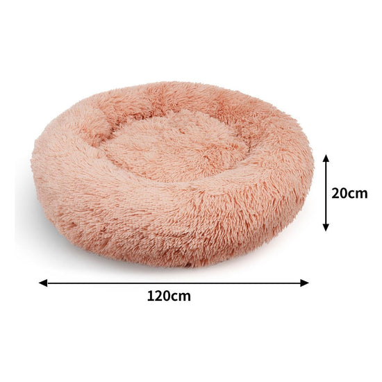 Pawfriends Pet Dog Bedding Warm Plush Round Comfortable Nest Comfy Sleep kennel Pink XXL