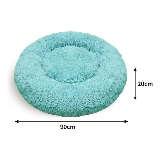 Pet Dog Bedding Warm Plush Round Comfortable Nest Comfy Sleeping kennel Green Large 90cm