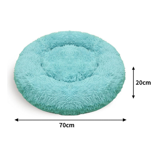 Pet Dog Bed Warm Plush Round Comfortable Nest Comfy Sleeping kennel Green M 70cm