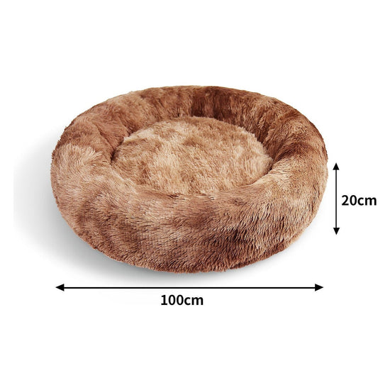 Pawfriends Dog Cat Pet Calming Bed Washable ZIPPER Cover Warm Soft Plush Round Sleeping 100