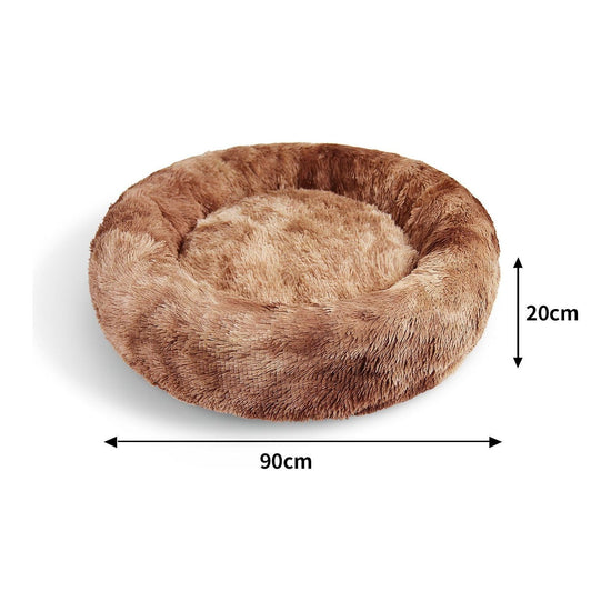Pawfriends Dog Cat Pet Calming Bed Warm Soft Plush Round Nest Comfy Sleeping Kennel Cave AU