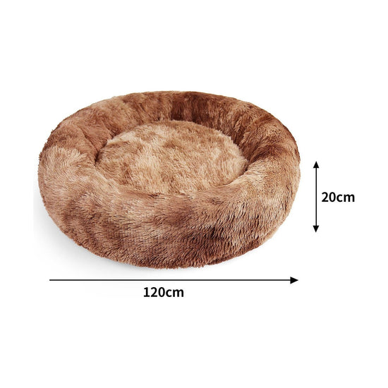 Pawfriends Dog Cat Pet Calming Bed Warm Soft Plush Round Nest Comfy Sleeping Cave 120cm