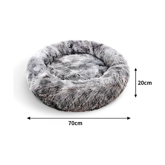 Pawfriends Dog Cat Pet Calming Bed Washable ZIPPER Cover Warm Soft Plush Round Sleeping 70