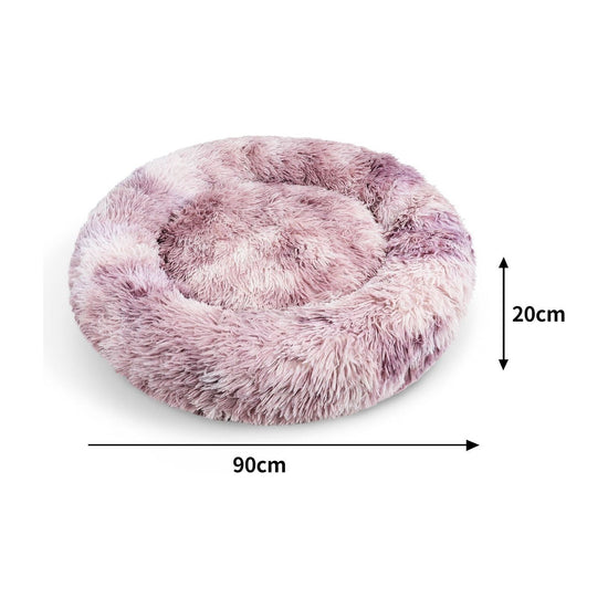 Pawfriends Dog Cat Pet Calming Bed Warm Soft Plush Round Nest Comfy Sleeping Kennel Cave 90