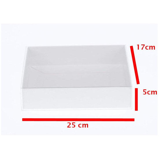 10 Pack of White Card Box - Clear Slide On Lid - 17 x 25 x 5cm - Large Beauty Product Gift Giving Hamper Tray Merch Fashion Cake Sweets Xmas