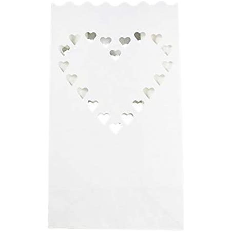 100 Pack White Heart Luminary Paper Candle Tea Light Lantern Bags Wedding Garden Anniversary Birthday Night Decorations Evening Party