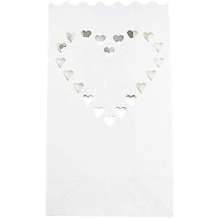 20 Pack White Heart Luminary Paper Candle Tea Light Lantern Bags Garden Wedding Anniversary Birthday Night Decorations Evening Party