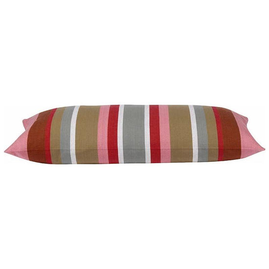 Pack of 4 Corban Rose Pink Based Striped Cushion Cover Multicoloured Rectangle 35x70cm