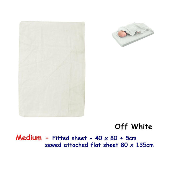 Off White Bassinet Fitted Sheet with a Flat Sheet Sewed Attached