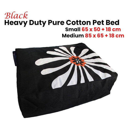 Heavy Duty Pure Cotton Pet Dog Bed Cover Small Black