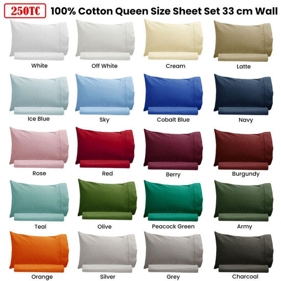 Artex 250TC 100% Cotton Sheet Set Single Off White