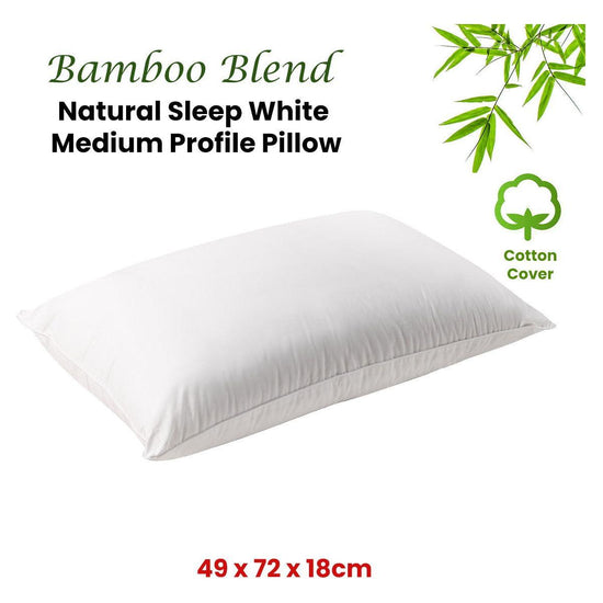 Bianca Natural Sleep White Bamboo Blend Medium Profile Pillow