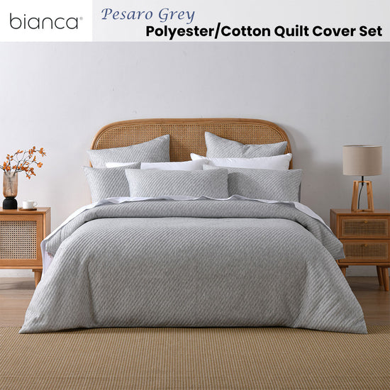 Bianca Pesaro Grey Polyester Cotton Quilt Cover Set King